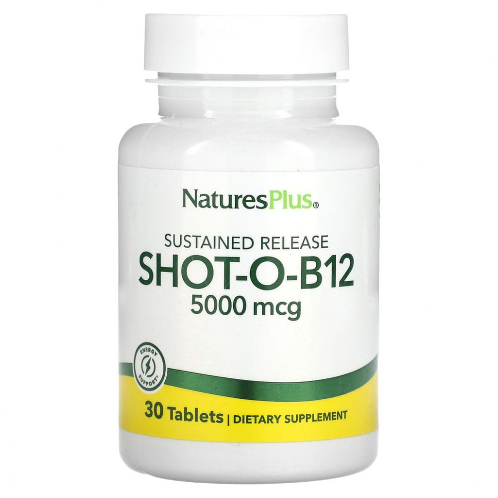 NaturesPlus, Shot-O-B12, 5000 мкг, 30 таблеток Натурес Плюс NAP-01735