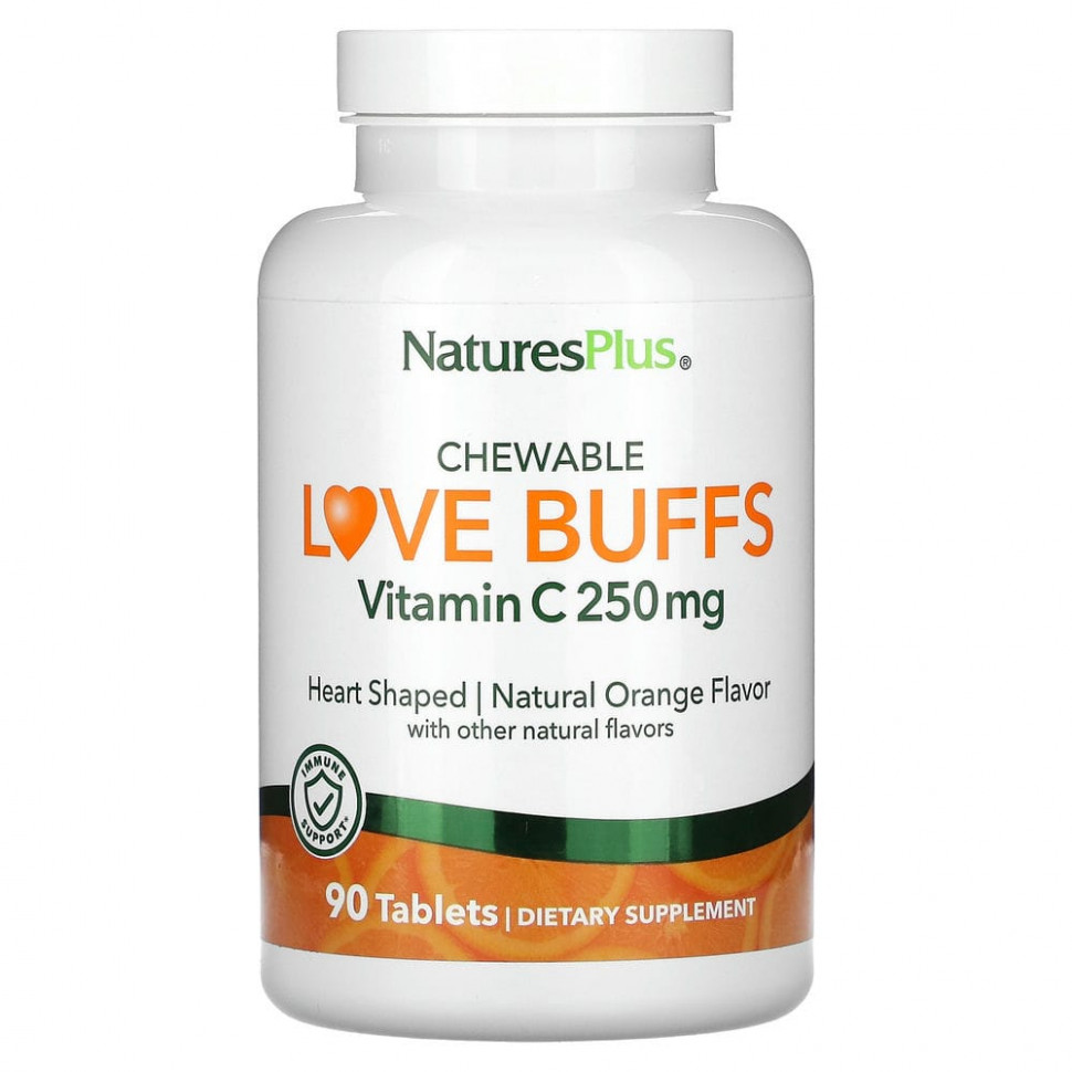 NaturesPlus, Chewable Love Buffs, витамин C, натуральный апельсин, 250 мг, 90 таблеток Натурес Плюс NAP-02443