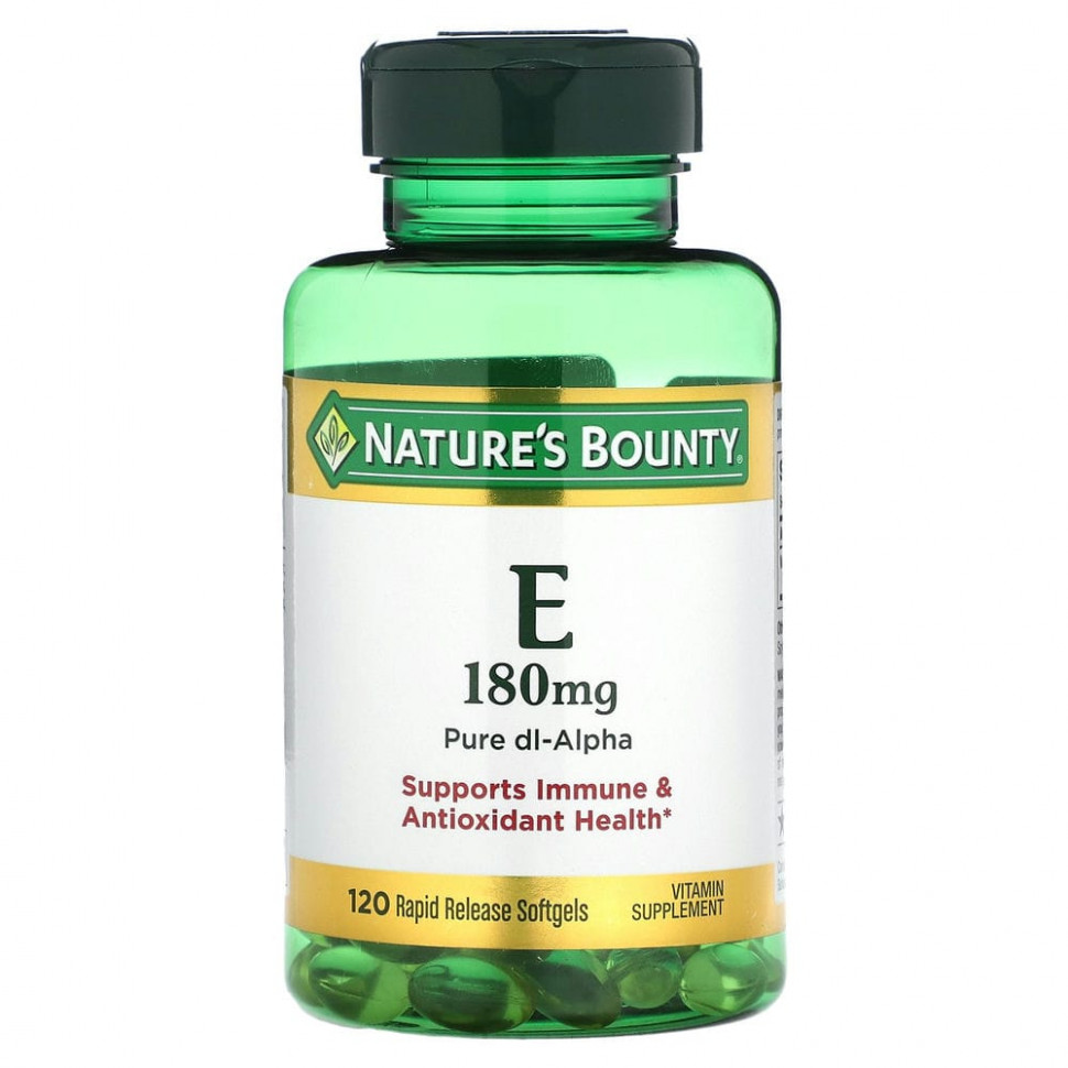 Nature's Bounty, Витамин E, 180 мг, 120 мягких таблеток NRT-01751
