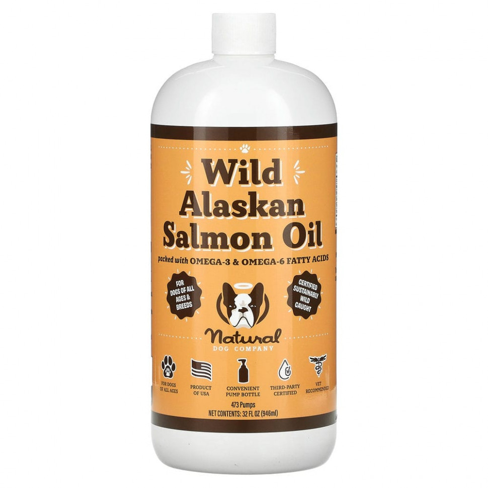 Natural Dog Company, Жир дикого аляскинского лосося, для собак, для всех возрастов, 946 мл (32 жидк. Унции) NLD-00095