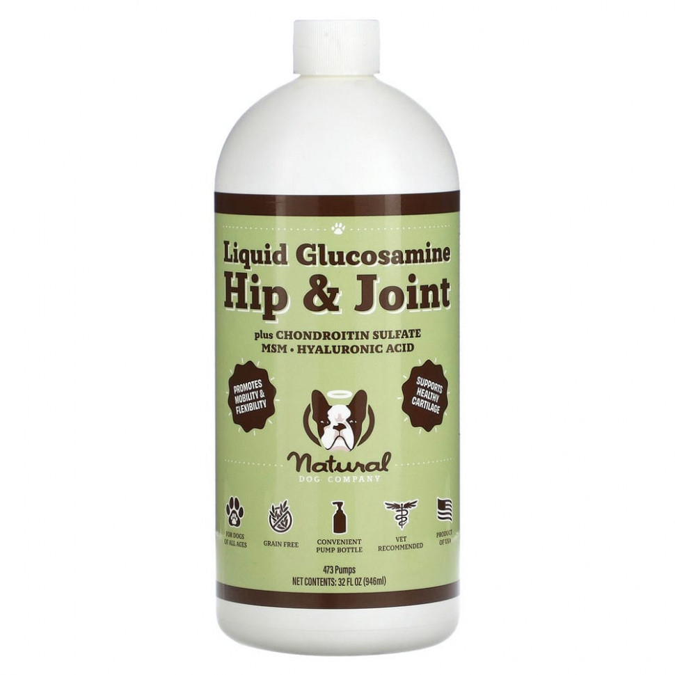 Natural Dog Company, Жидкий глюкозамин для бедер и суставов, для собак, для всех возрастов, 946 мл (32 жидк. Унции) NLD-00119