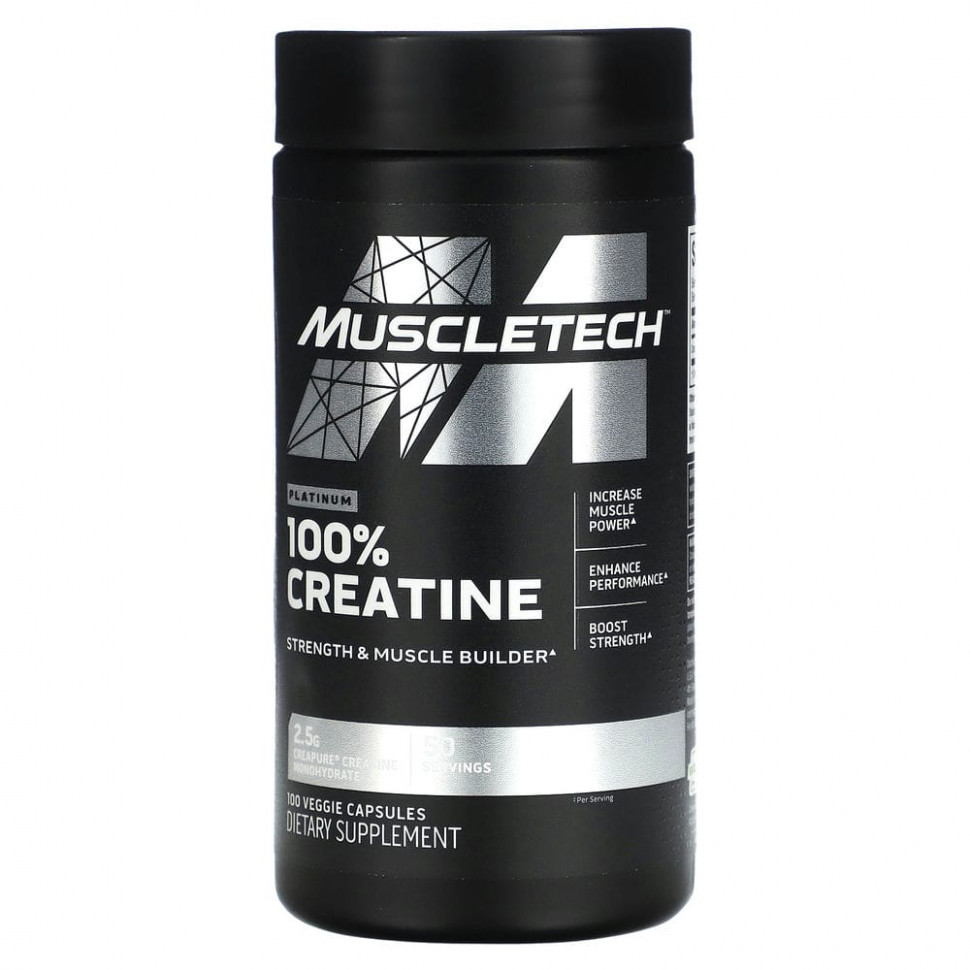 MuscleTech, Platinum, 100% креатин, 100 растительных капсул MSC-61044