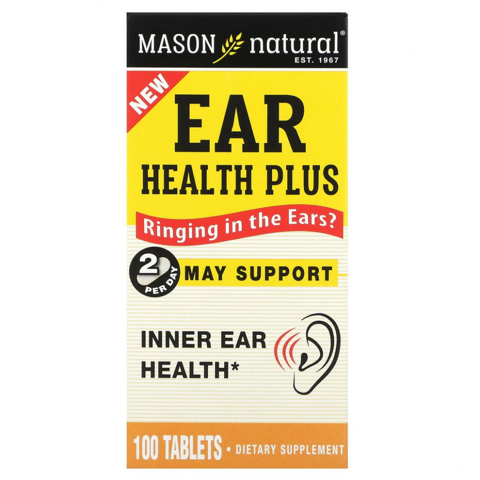 Mason Natural, Ear Health Plus, 100 Tablets Масон Натурал MAV-18081