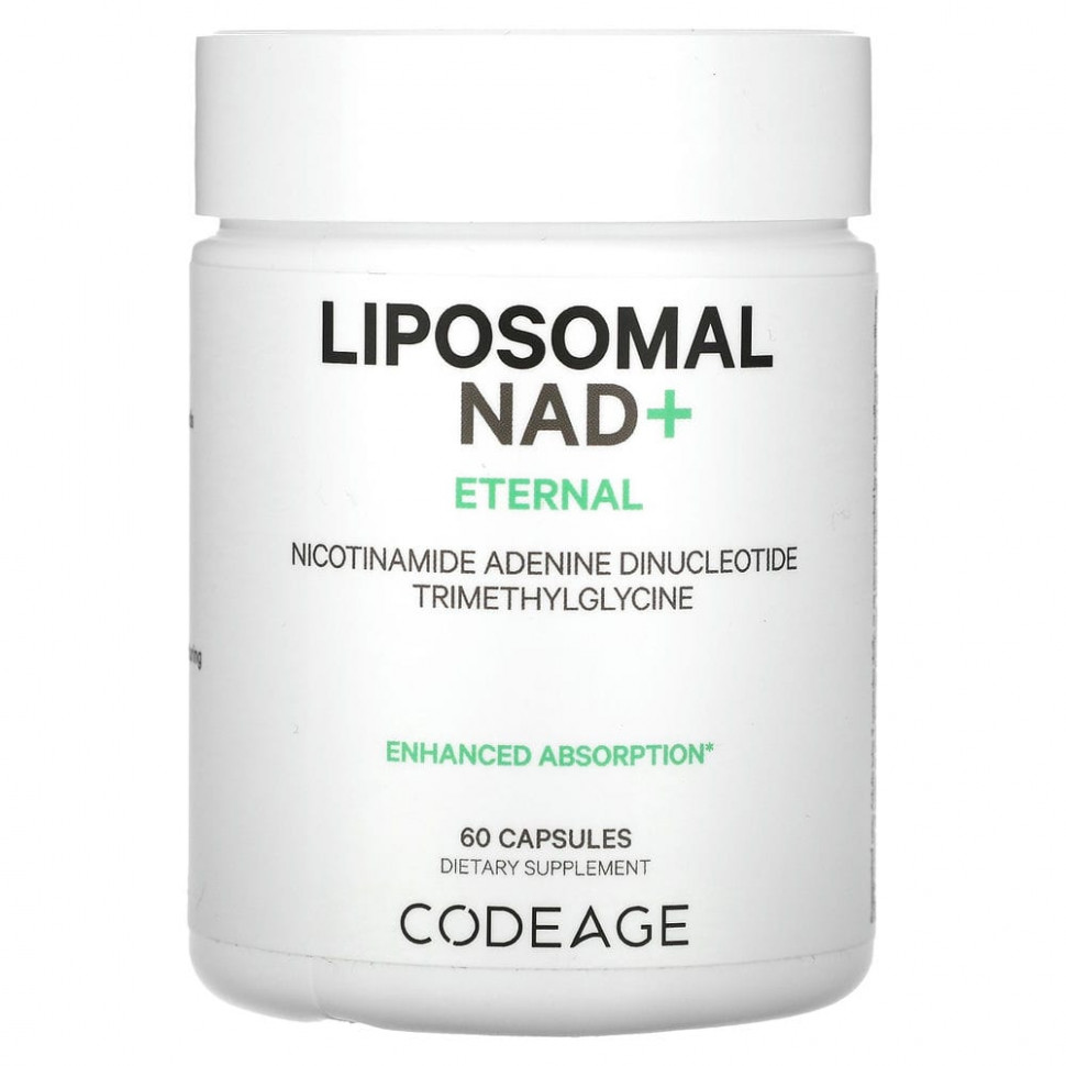 Codeage, Liposomal NAD +, Eternal, никотинамид аденин динуклеотид триметилглицин, 60 капсул AGE-60902