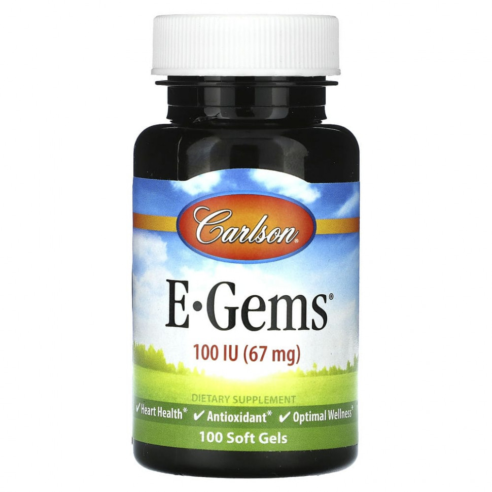 Carlson, E-Gems, 67 мг (100 МЕ), 100 мягких таблеток CAR-00311