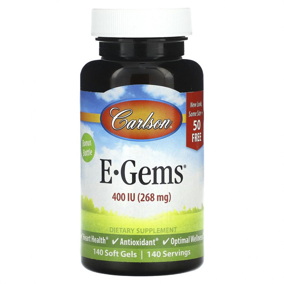 Carlson, E-Gems, 268 мг (400 МЕ), 140 мягких таблеток CAR-00349