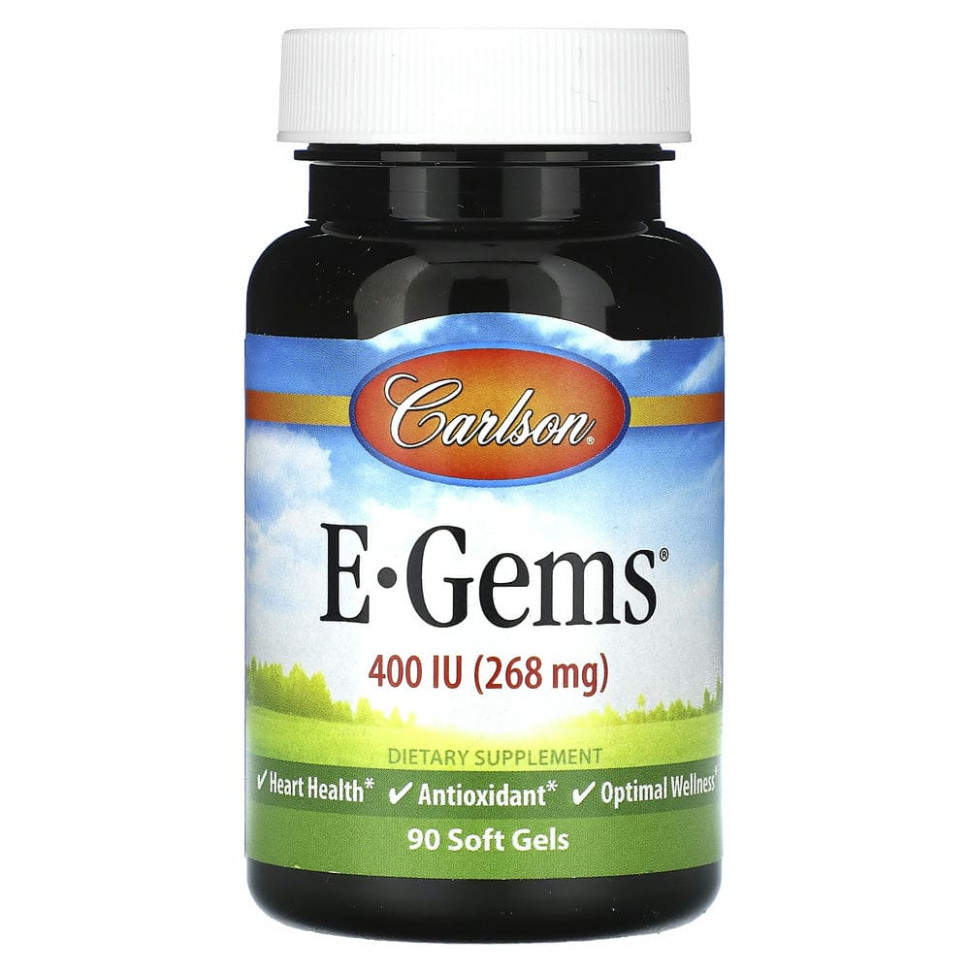 Carlson, E-Gems, 268 мг (400 МЕ), 90 мягких таблеток CAR-00344