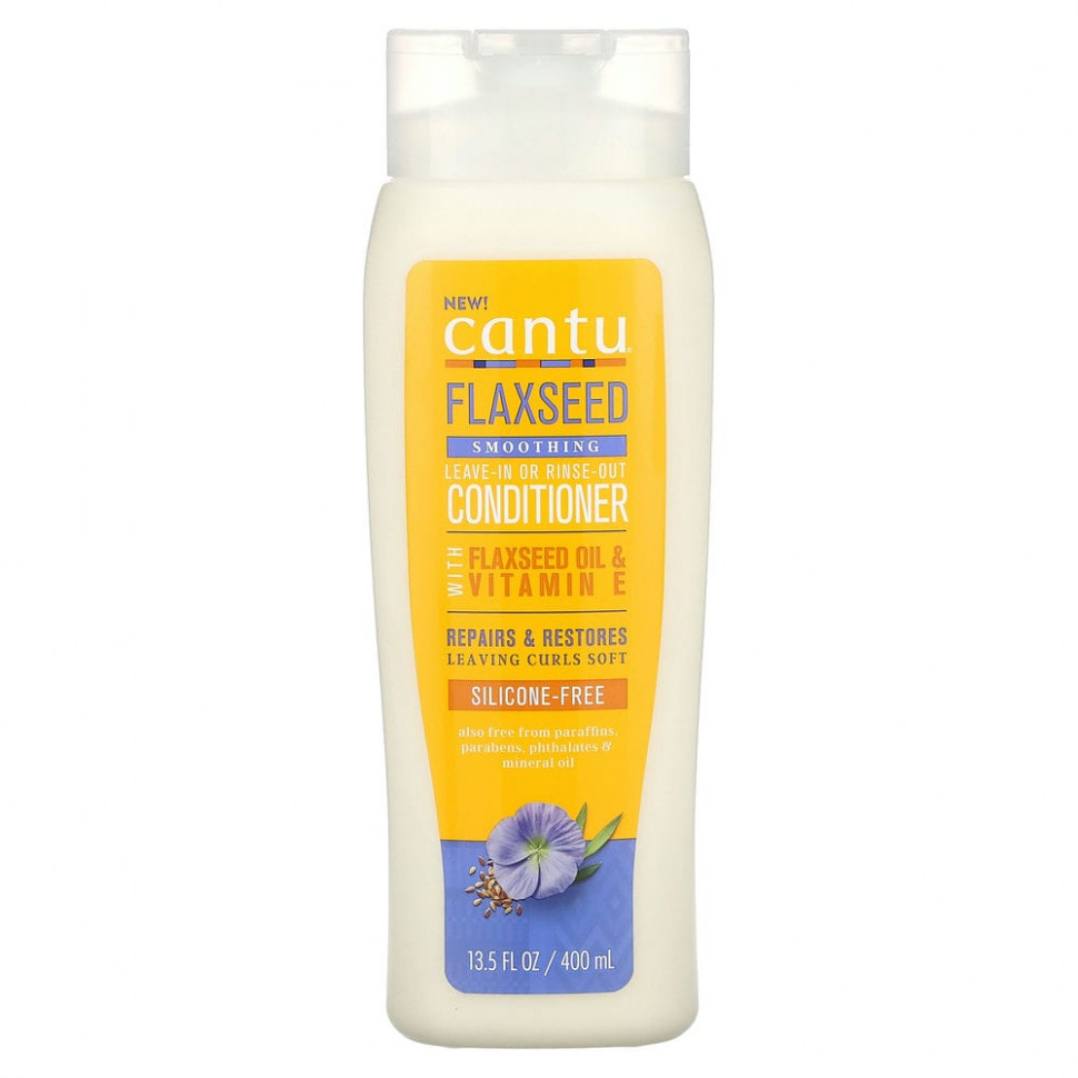 Cantu, Разглаживающий несмываемый или разглаживающий кондиционер из семян льна, 400 мл (13,5 жидк. Унции) Канту CTU-01983