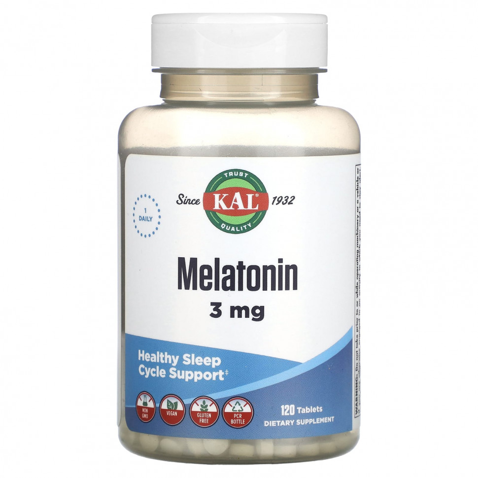 KAL, Malatonin, 3 mg, 120 Tablets CAL-75312