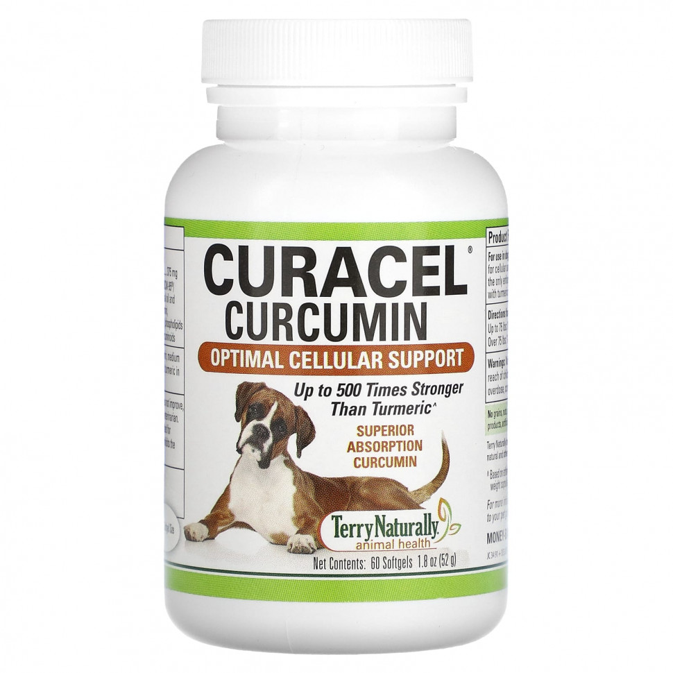 Terry Naturally, Curacel Curcumin, для собак, 60 мягких таблеток, 52 г (1,8 унции) EUR-02016
