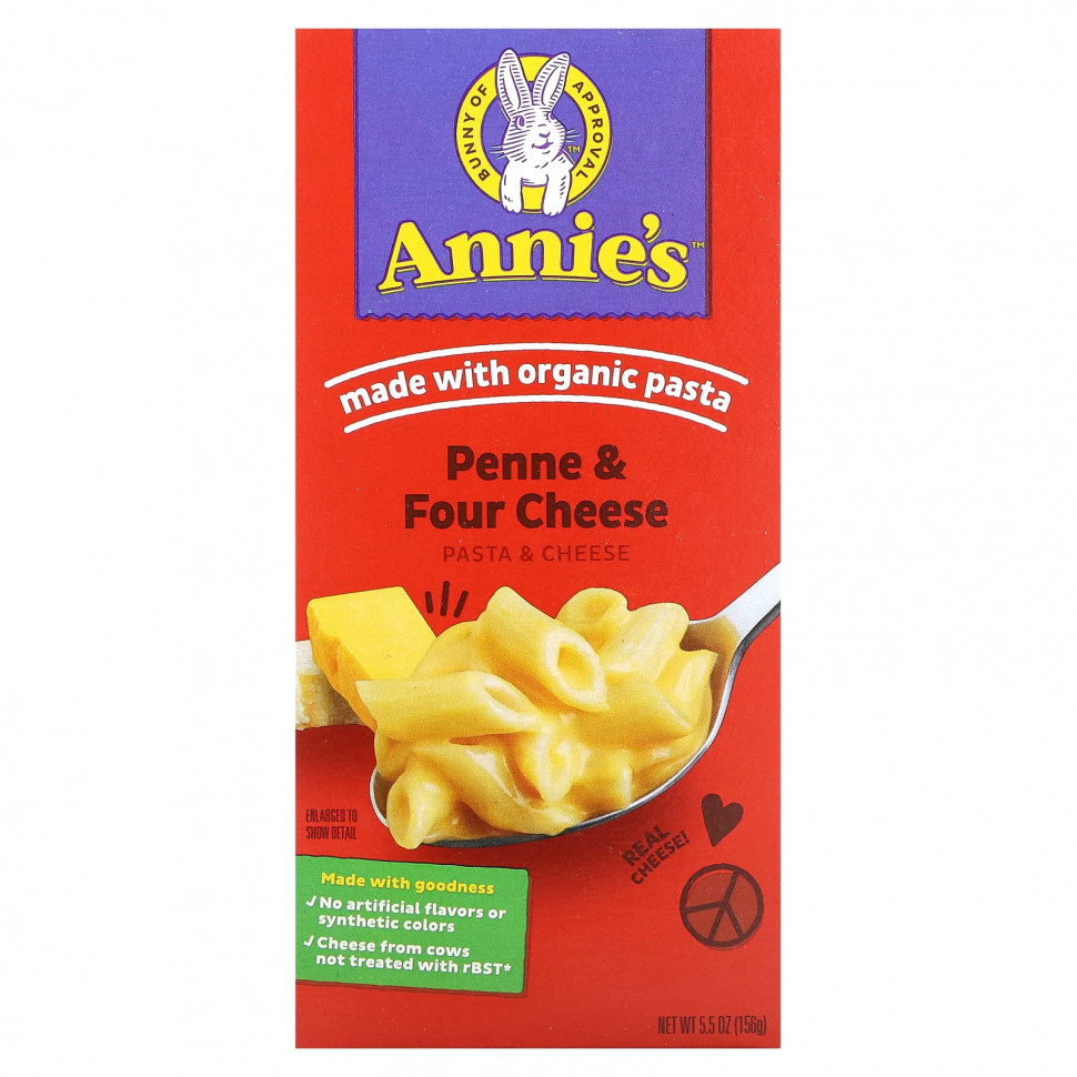 Annie's Homegrown, Pasta & Cheese, Penne & Four Cheese, 156 г (5,5 унции) HOM-30016