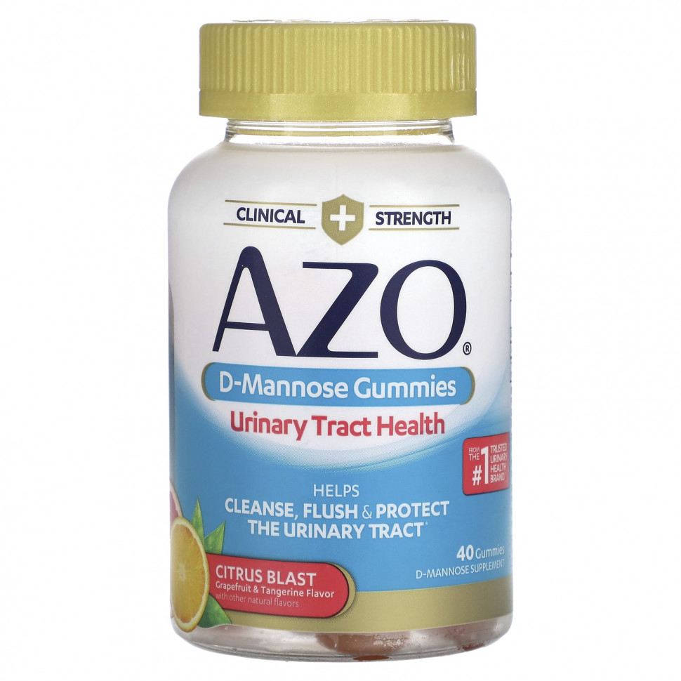Azo, Жевательные мармеладки с D-маннозой, цитрусовые, 40 жевательных таблеток AZO-76043