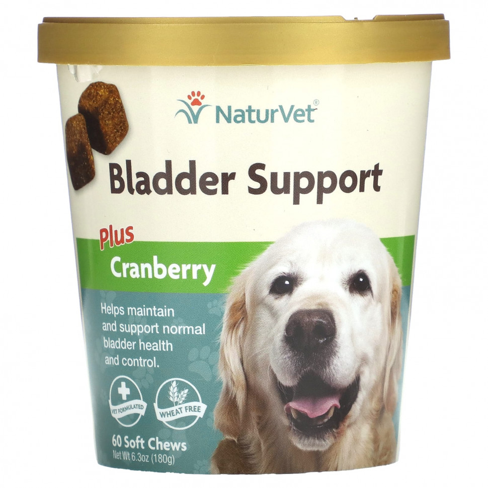 NaturVet, Bladder Support Plus Cranberry, для собак, 60 жевательных таблеток, 180 г (6,3 унции) VET-03671