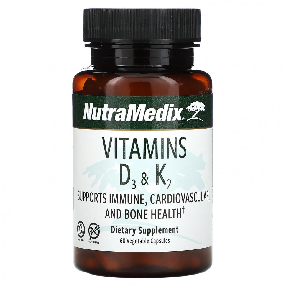 NutraMedix, Витамины D3 и K2, 60 растительных капсул NDX-09347