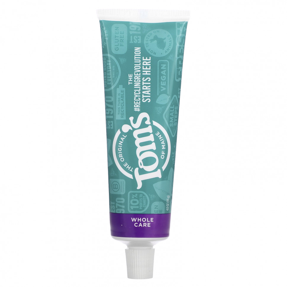 Tom's of Maine, Whole Care Anticavity Toothpaste, Spearmint, 4 oz (113 g) TOM-47018
