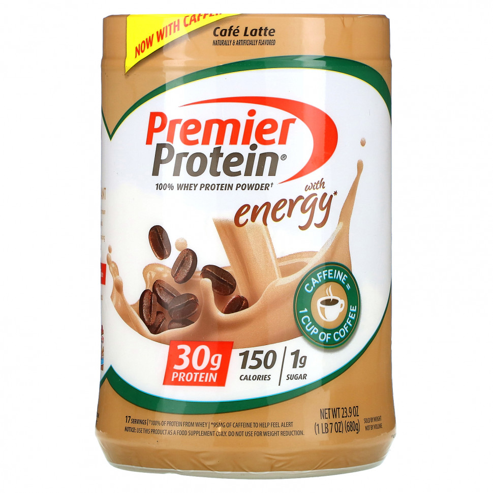 Premier Protein, 100% порошок из сывороточного протеина, латте для кофе, 680 г (1 фунт 7 унций) RMT-71736
