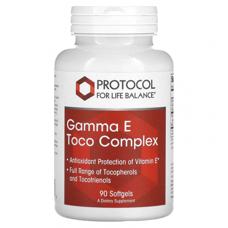 Protocol for Life Balance, Gamma E Toco Complex, 90 мягких таблеток PRT-10818