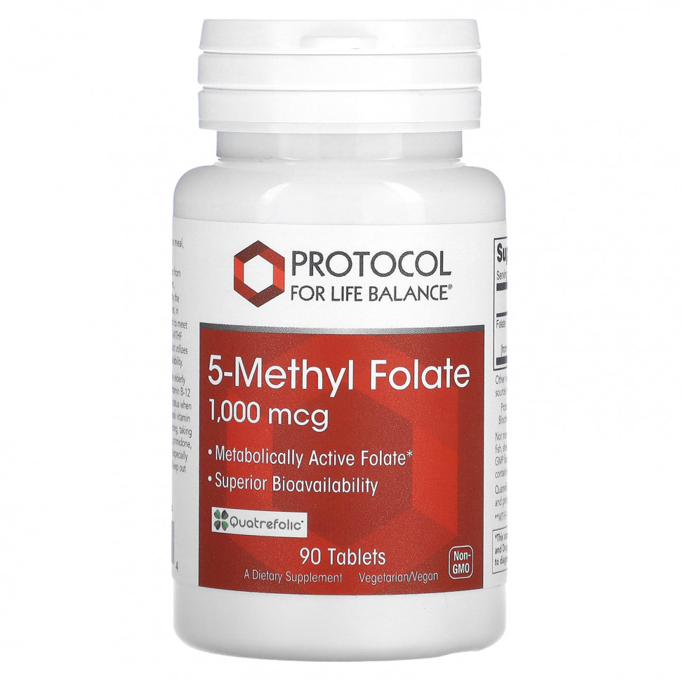 Protocol for Life Balance, 5-метилфолат, 1000 мкг, 90 таблеток PRT-10491