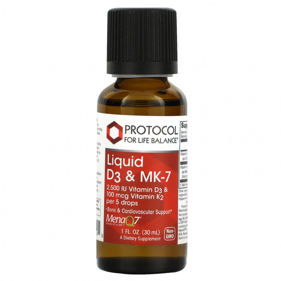 Protocol for Life Balance, Жидкие D3 и MK-7, 30 мл (1 жидк. Унция) PRT-10379