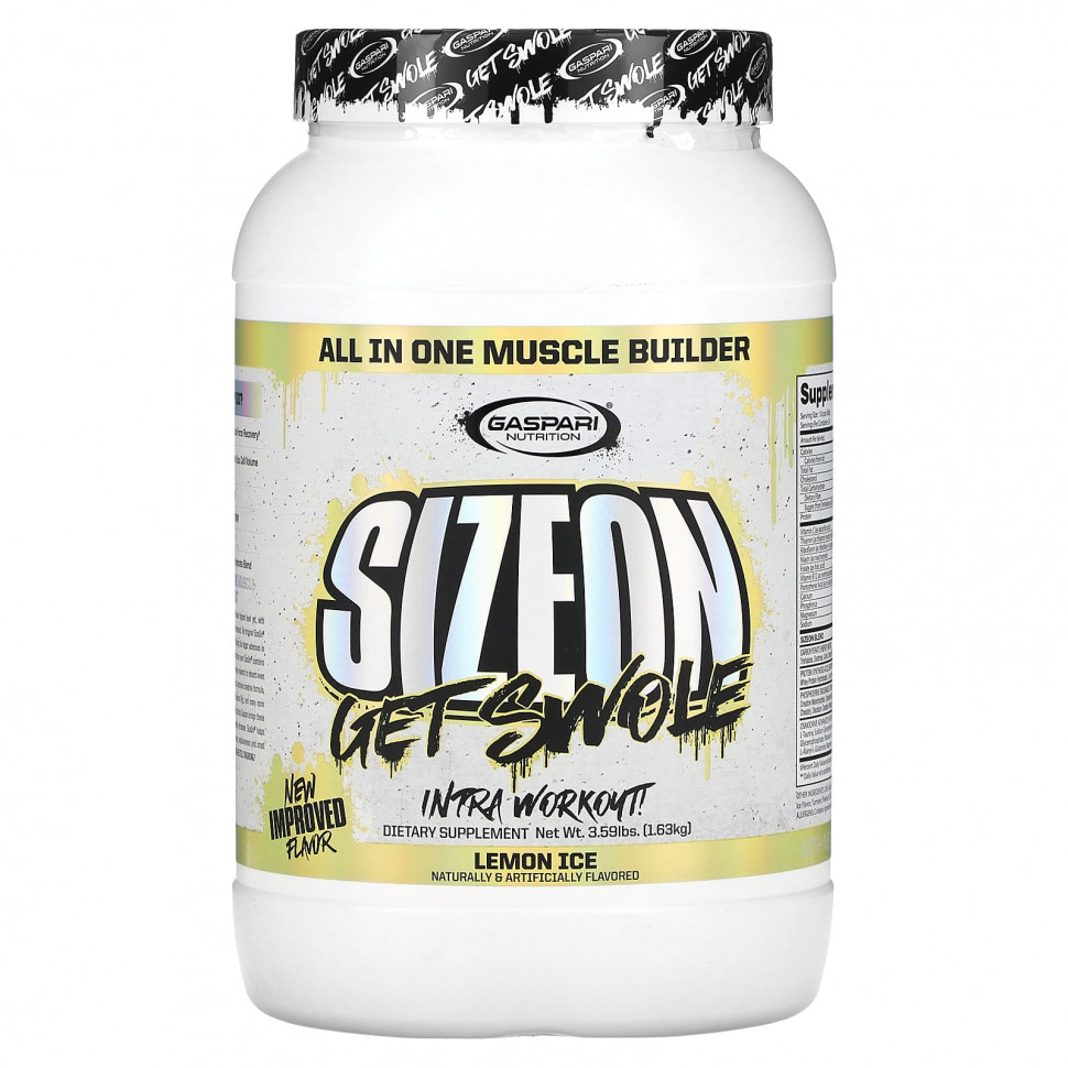 Gaspari Nutrition, SizeOn, универсальное средство для наращивания мышечной массы, лимонный лед, 1,63 кг (3,59 фунта) GSN-00523