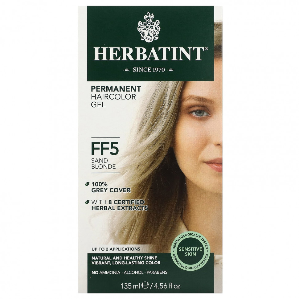 Herbatint (Antica Herbavita), Стойкая гель-краска для волос, FF 5, песочный блонд, 135 мл (4,56 жидк. Унции) HVN-00305