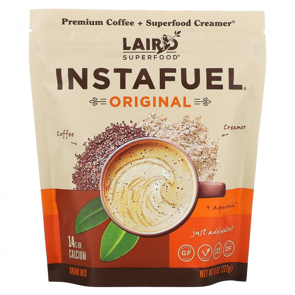 Laird Superfood, InstaFuel, кофе премиального качества и сливки из суперфудов, оригинальный, 227 г (8 унций) LSF-00630