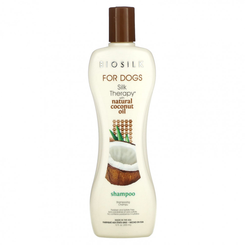Biosilk, Silky Therapy с натуральным шампунем с кокосовым маслом, для собак, 355 мл (12 жидк. Унций) BIS-86907