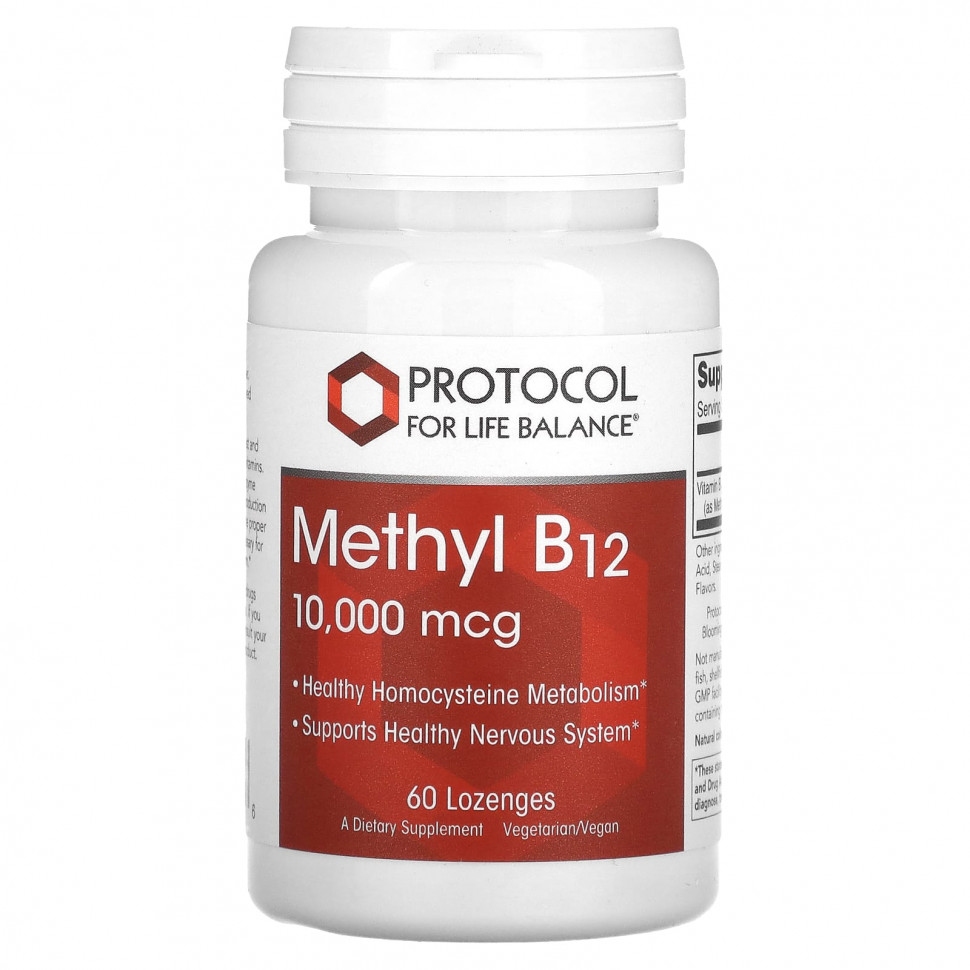 Protocol for Life Balance, Метил B12, 10 000 мкг, 60 пастилок PRT-10497