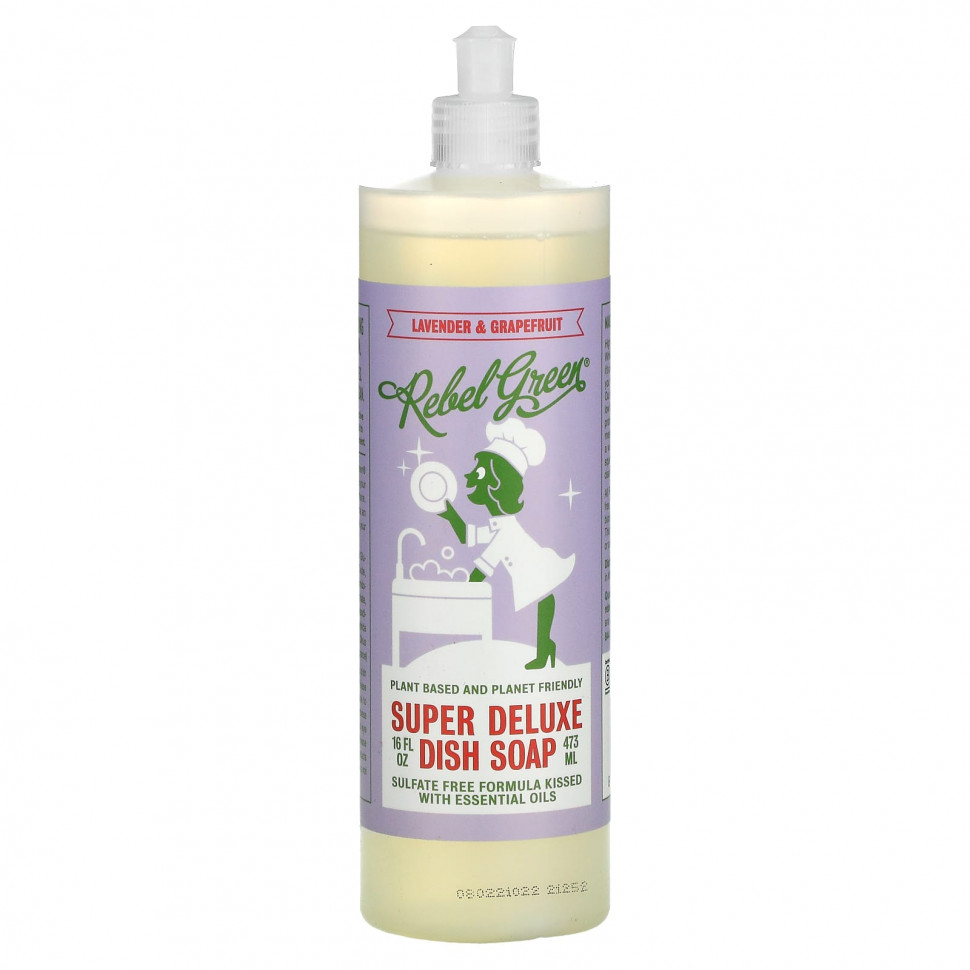 Rebel Green, Super Deluxe Dish Soap, лаванда и грейпфрут, 473 мл (16 жидк. Унций) REG-00624