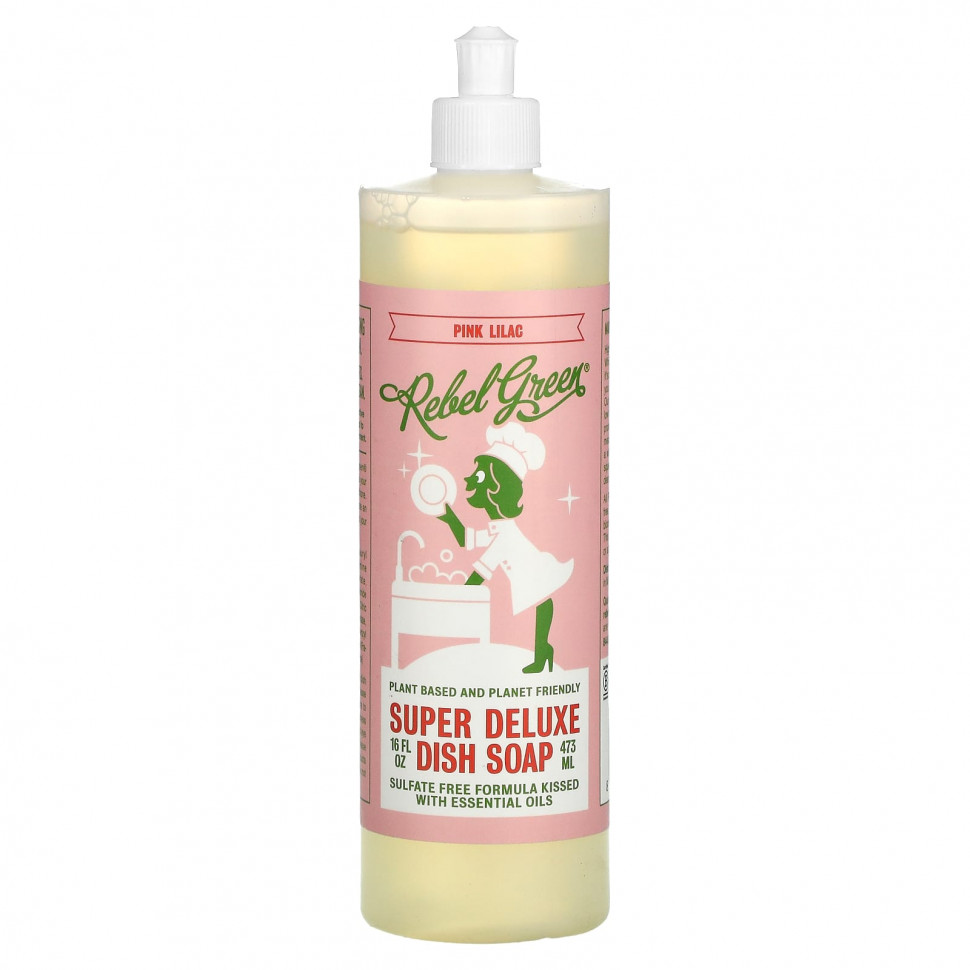 Rebel Green, Super Deluxe Dish Soap, розово-лиловое, 473 мл (16 жидк. Унций) REG-00623