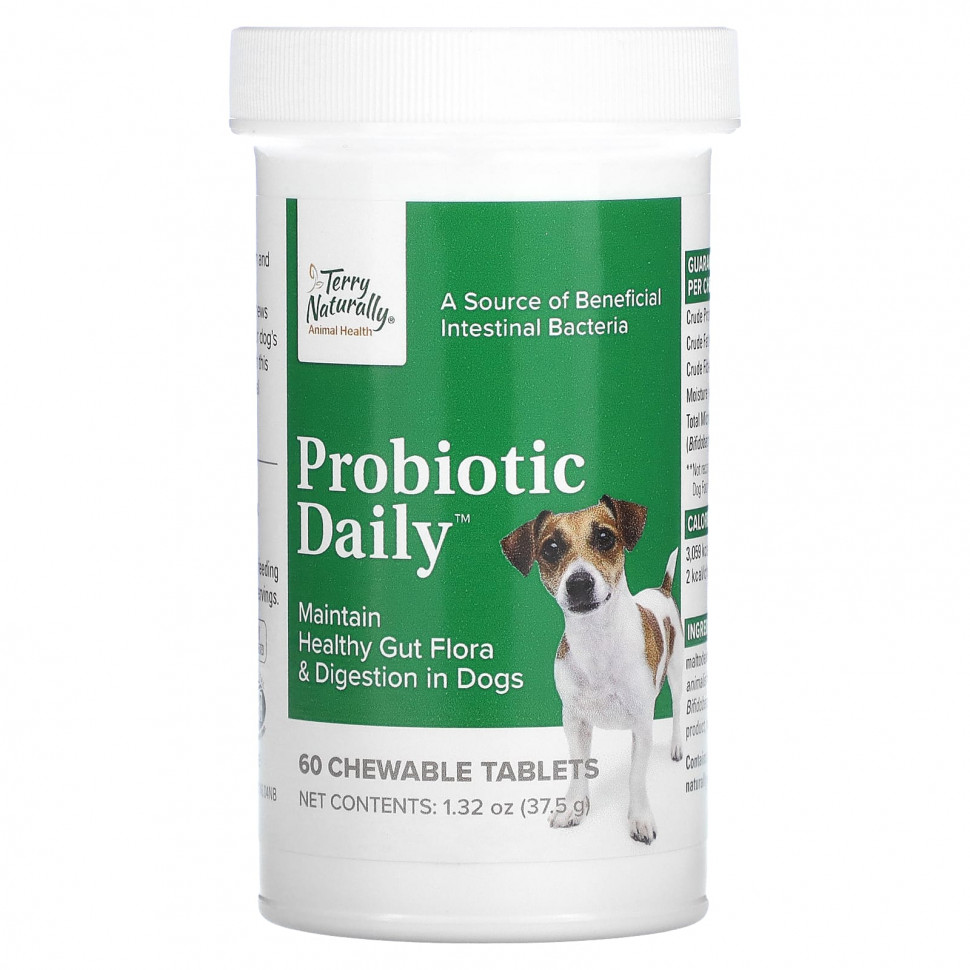 Terry Naturally, Probiotic Daily, для собак, 60 жевательных таблеток, 37,5 г (1,32 унции) EUR-02746