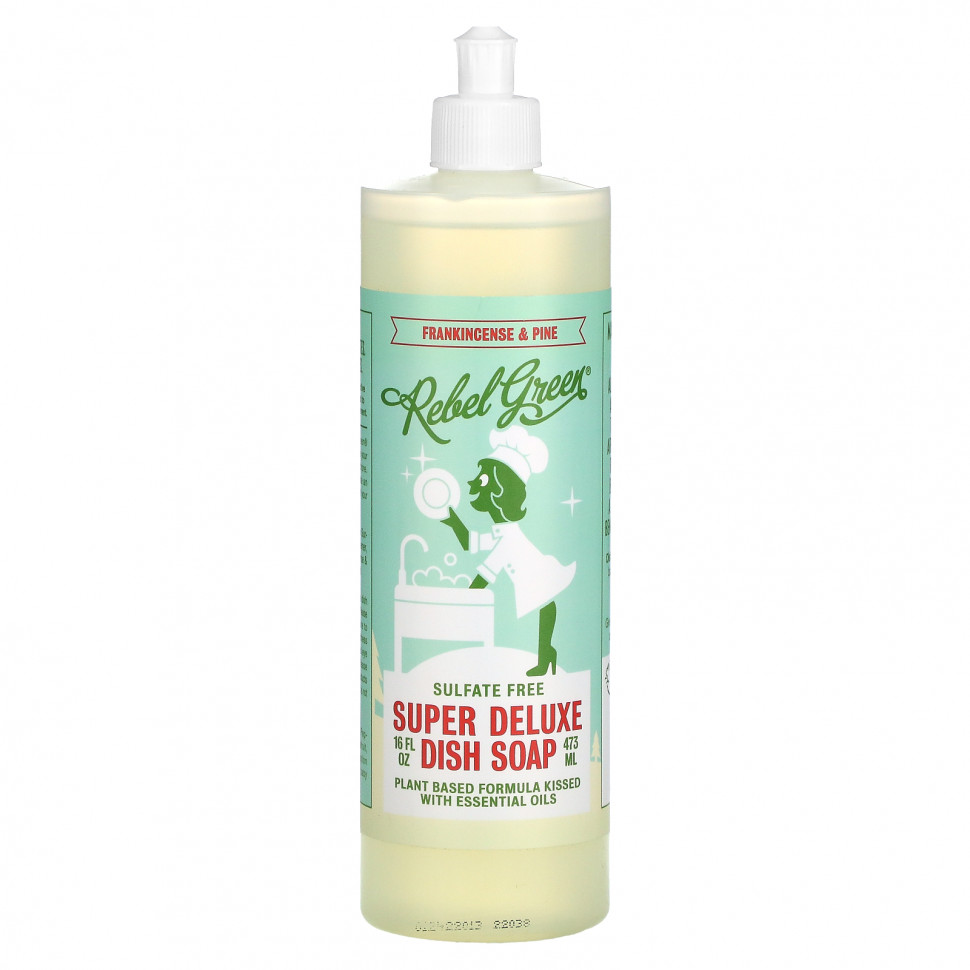 Rebel Green, Super Deluxe, мыло для посуды, ладан и сосна, 473 мл (16 жидк. Унций) REG-00692