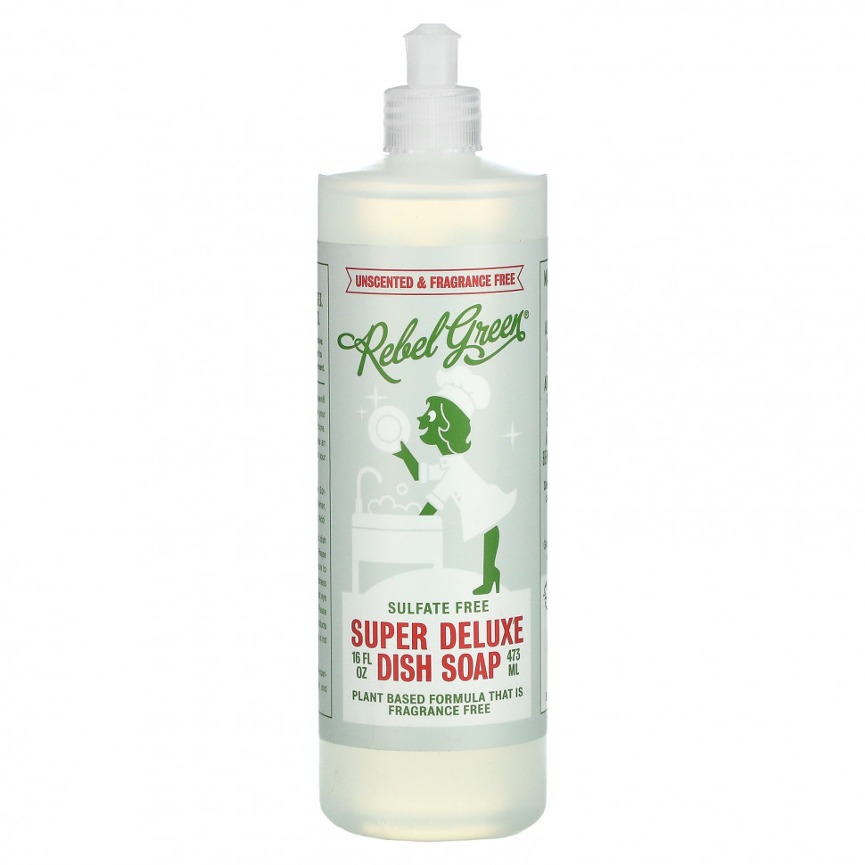 Rebel Green, Super Deluxe Dish Soap, без запаха, 473 мл (16 жидк. Унций) REG-00625