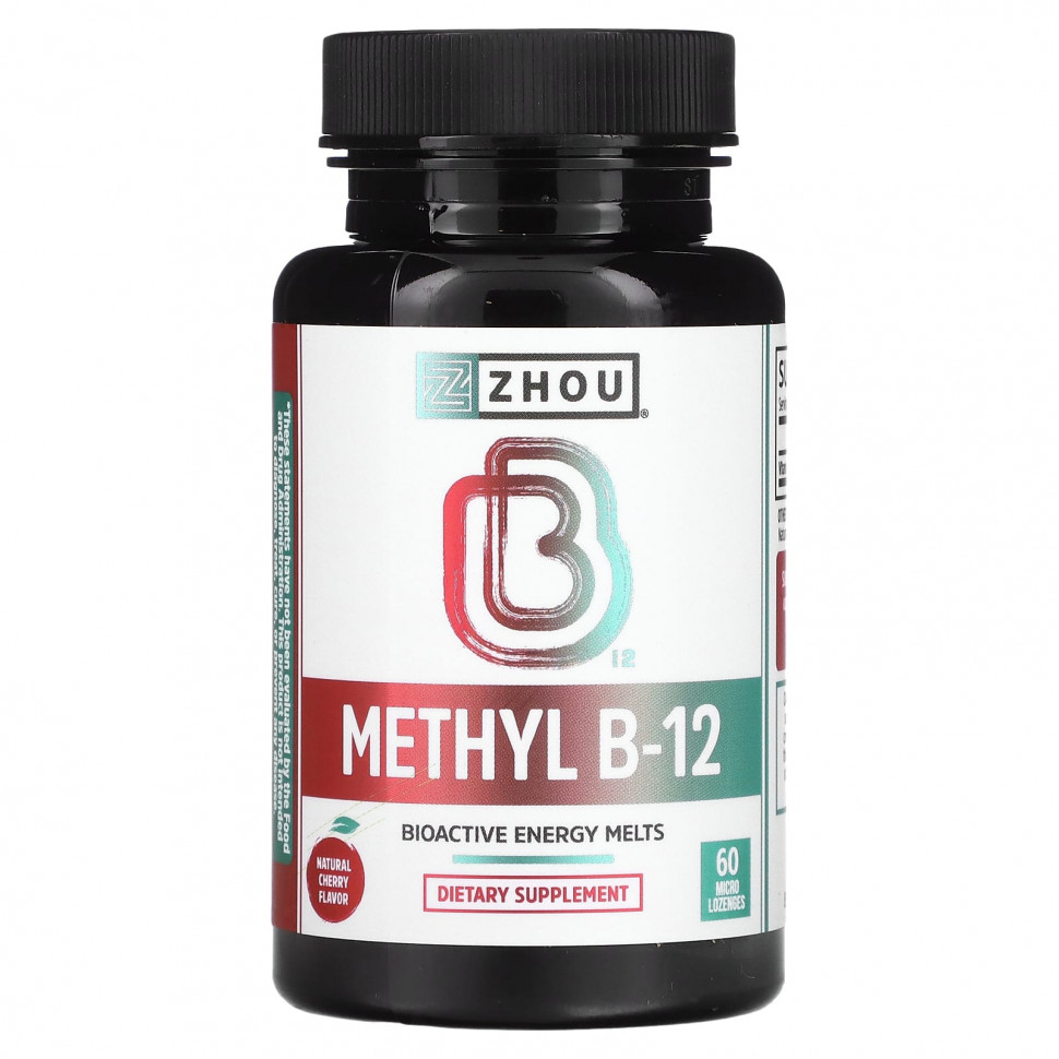 Zhou Nutrition, Methyl B-12, натуральная вишня, 60 микроладсов ZHO-00678