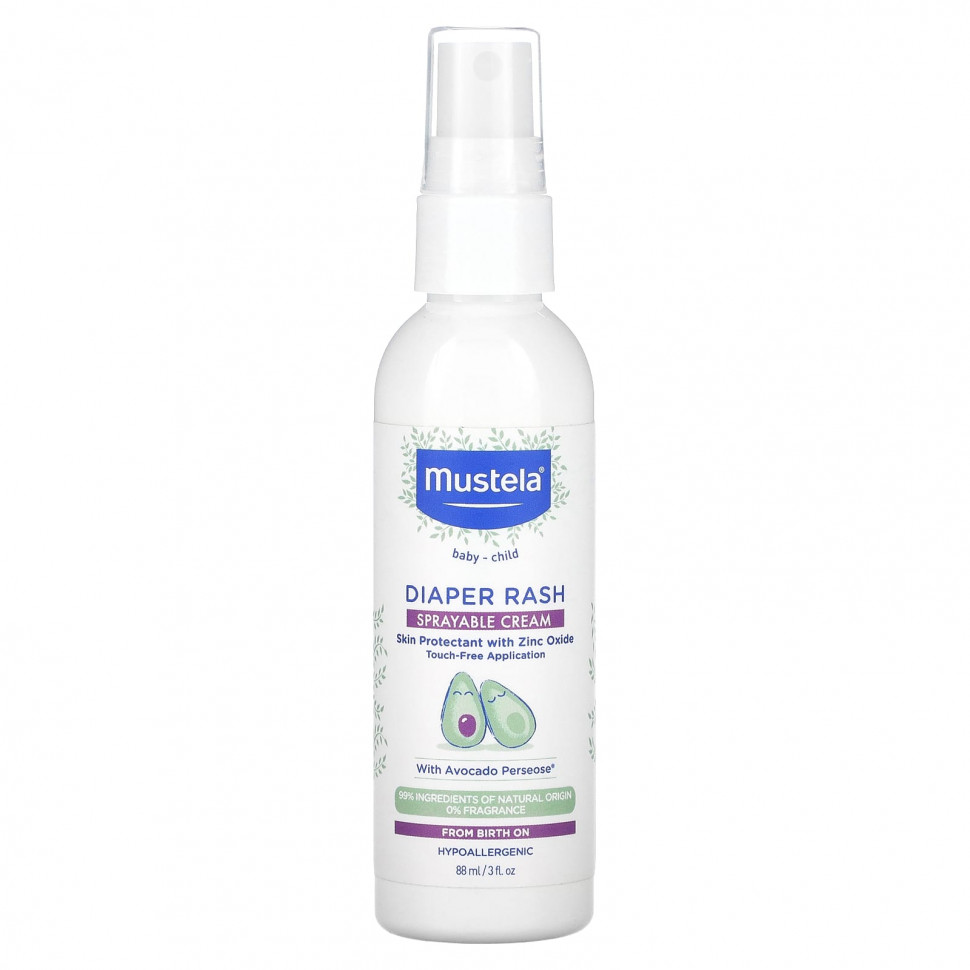 Mustela, Diaper Rash, спрей, без отдушек, 88 мл (3 жидк. Унции) MTL-10381