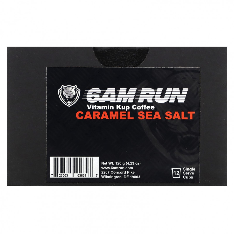 6AM Run, Vitamin Kup Coffee, карамельная морская соль, 12 порционных чашек, 120 г (4,23 унции) RUN-03831