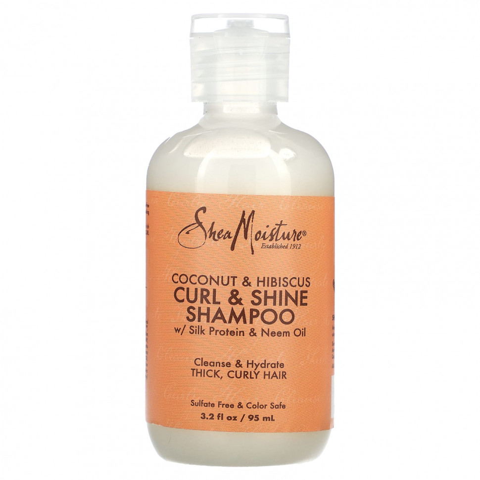 SheaMoisture, Curl & Shine Shampoo, для густых вьющихся волос, кокос и гибискус, 95 мл (3,2 жидк. Унции) SMT-29071