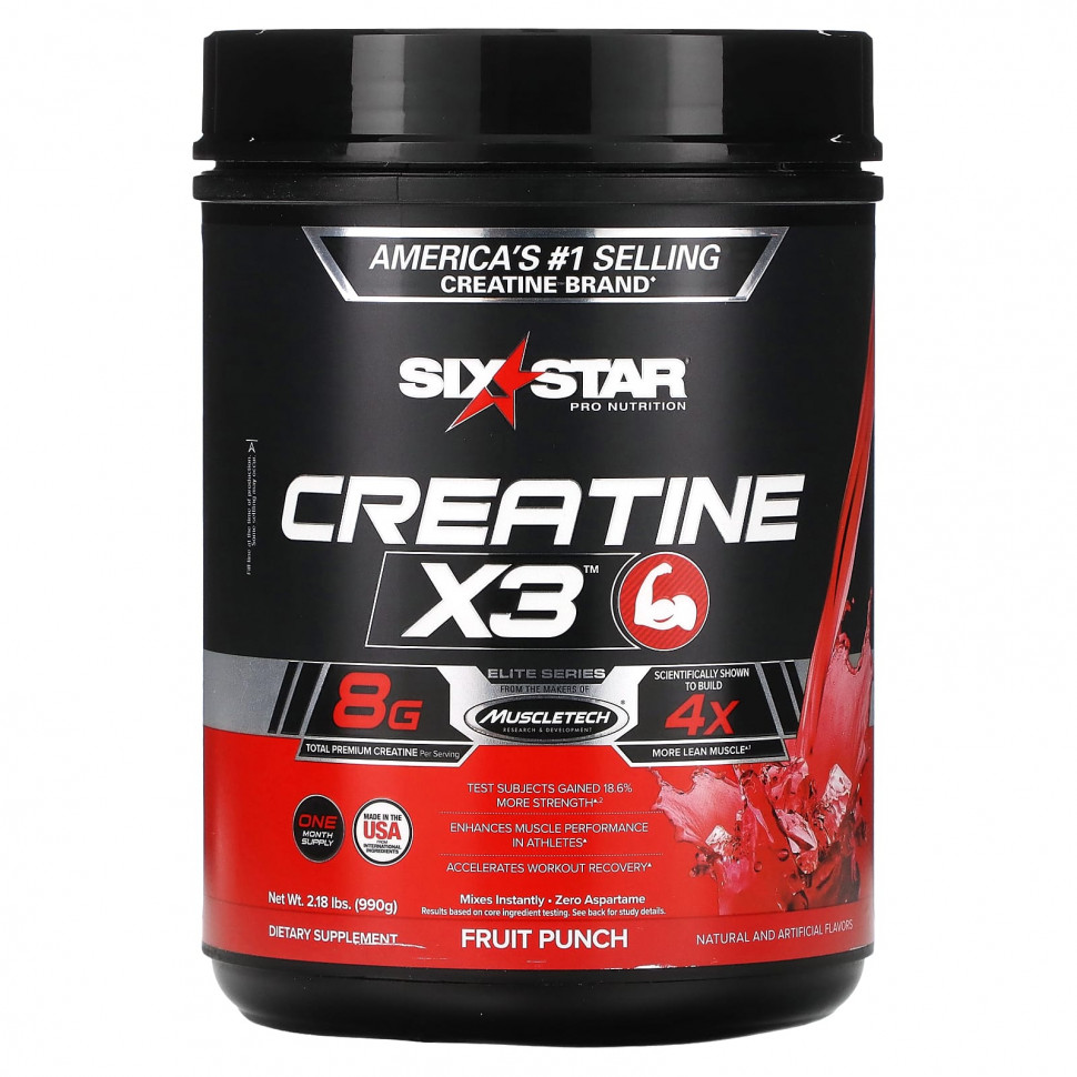 SIXSTAR, Creatine X3, фруктовый пунш, 990 г (2,18 фунта) SST-71681