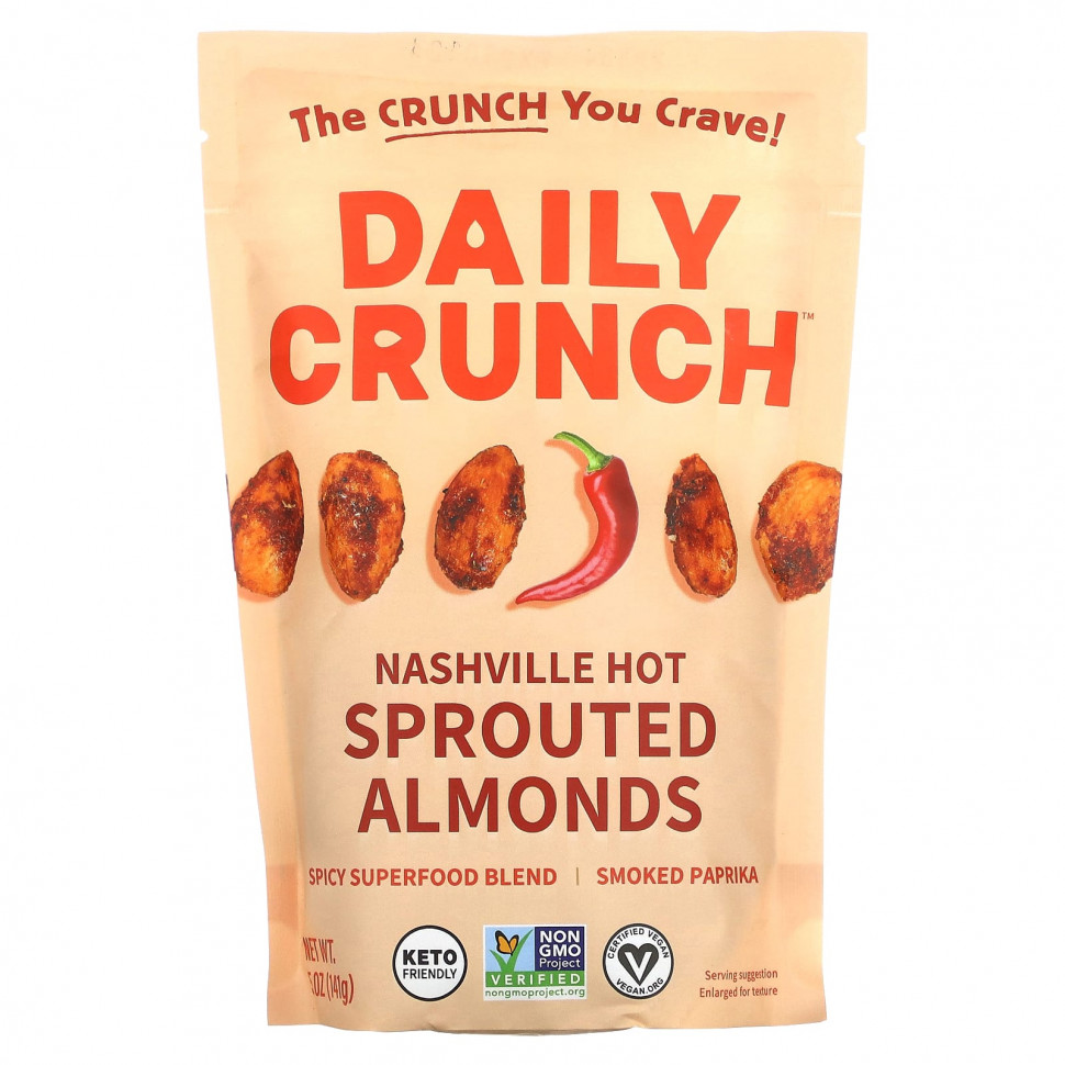Daily Crunch, Пророщенный миндаль, острый по Нэшвиллу, 141 г (5 унций) DCU-97310