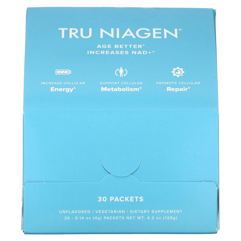 Tru Niagen, Age Better, увеличивает содержание НАД +, без добавок, 30 пакетиков по 4 г (0,14 унции) TNN-00822