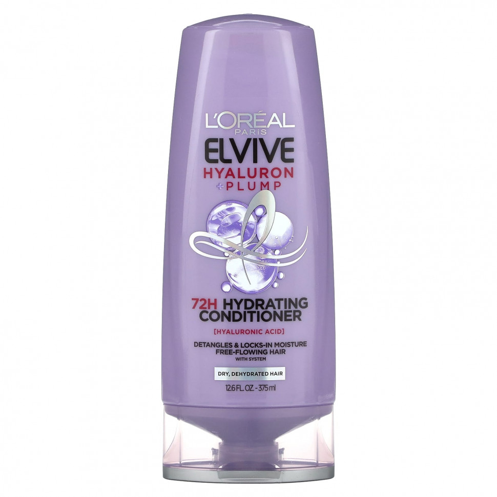 L'Oréal, Elvive, Hyaluron + Pump, увлажняющий кондиционер 72H, 375 мл (12,6 жидк. Унции) LOE-66620