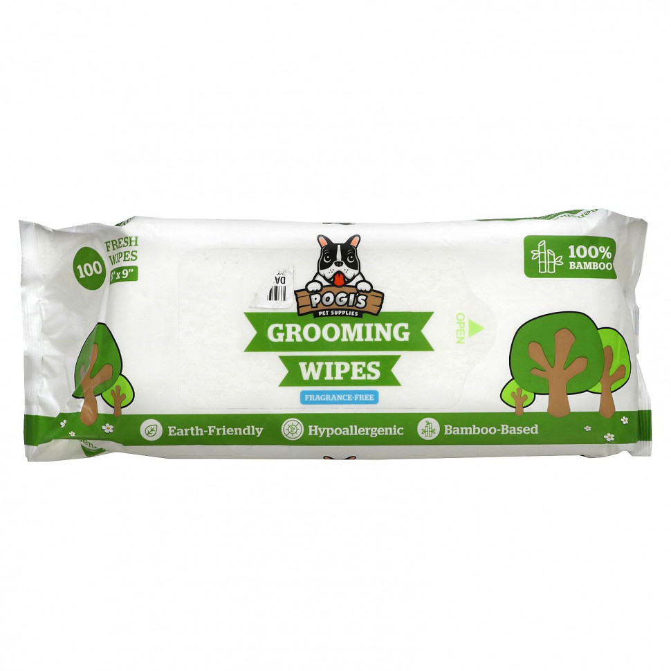 Pogi's Pet Supplies, Салфетки для ухода, без отдушек, 100 свежих салфеток PGI-58782