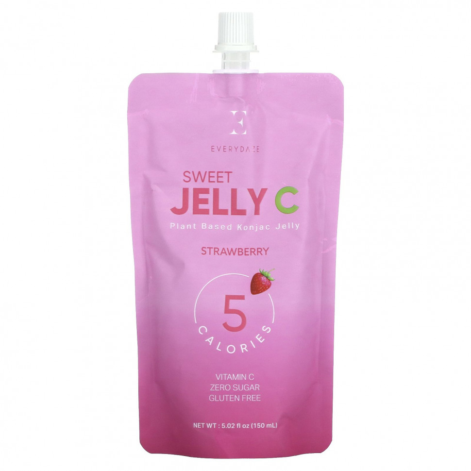 Everydaze, Sweet Jelly C, желейный напиток из конжака на растительной основе, клубника, 150 мл (5,02 жидк. Унции) Эвридейз DAZ-53392