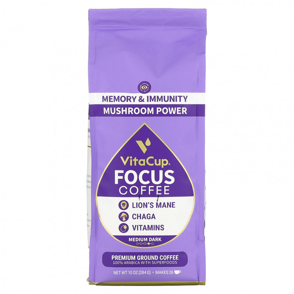 VitaCup, Focus Coffee, премиальный молотый, средней темноты, 284 г (10 унций) VTA-31620