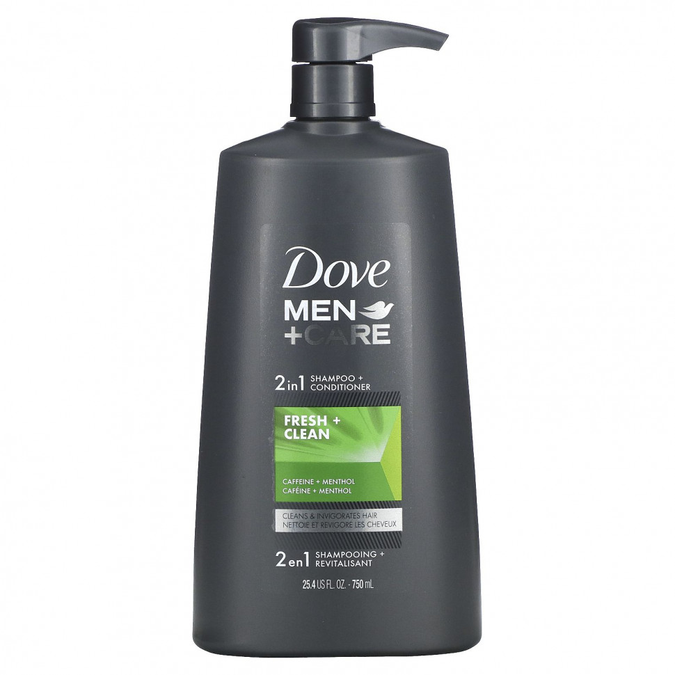Dove, Men + Care, шампунь и кондиционер 2 в 1, Fresh & Clean, 750 мл (25,4 жидк. Унции) DVE-45185