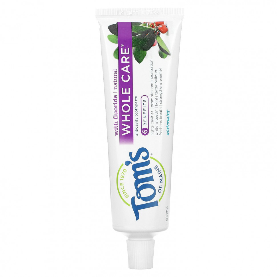 Tom's of Maine, Whole Care, натуральная зубная паста от кариеса с фтором, зимняя мята, 113 г (4 унции) Томс оф Мэйн TOM-47020