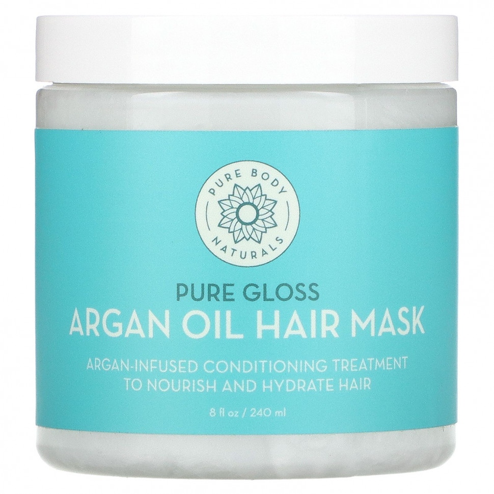 Pure Body Naturals, Маска для волос с аргановым маслом, чистый блеск, 240 мл (8 жидк. Унций) PBY-00767