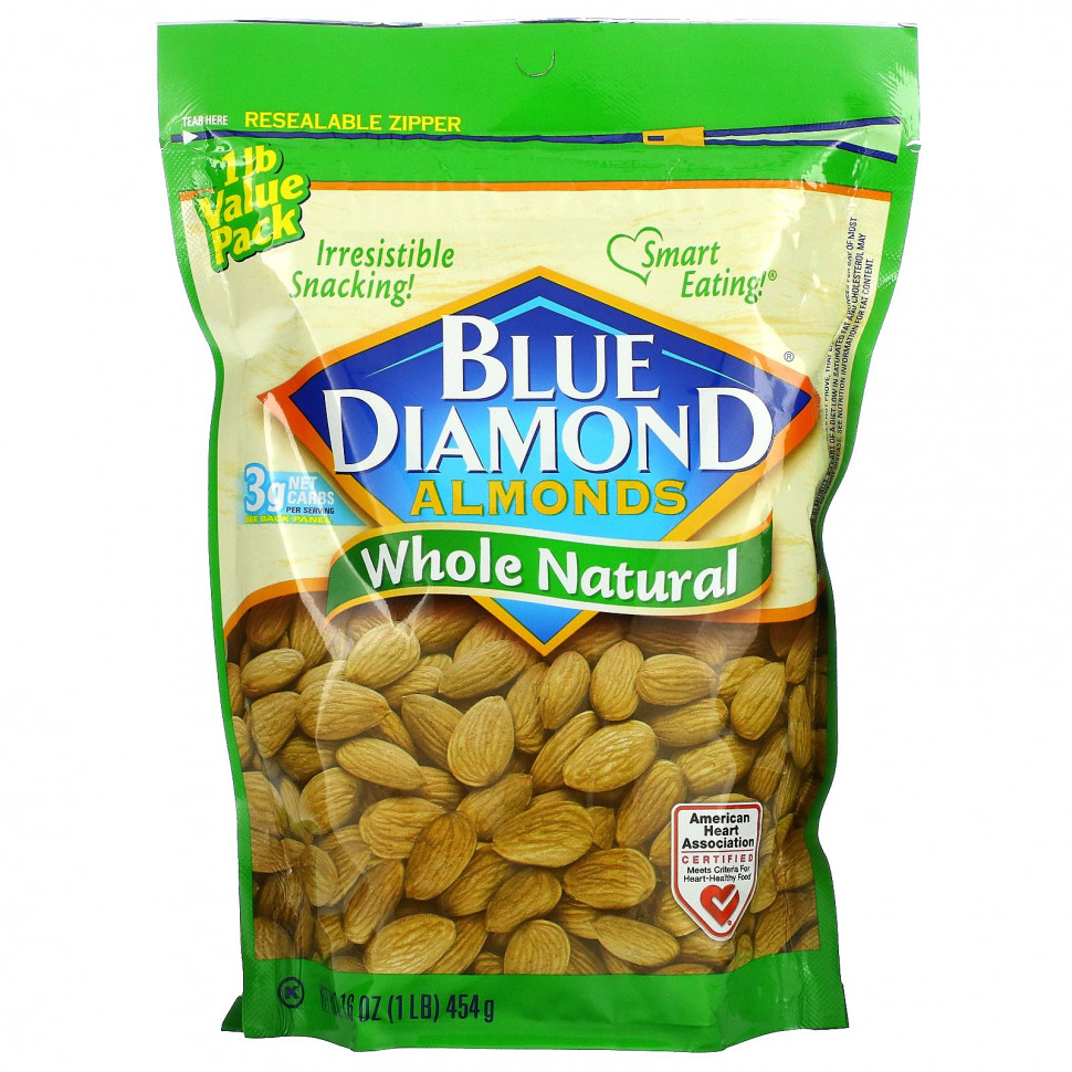 Blue Diamond, Миндаль, цельный натуральный, 454 г (16 унций) Блу Даймонд DIA-05442