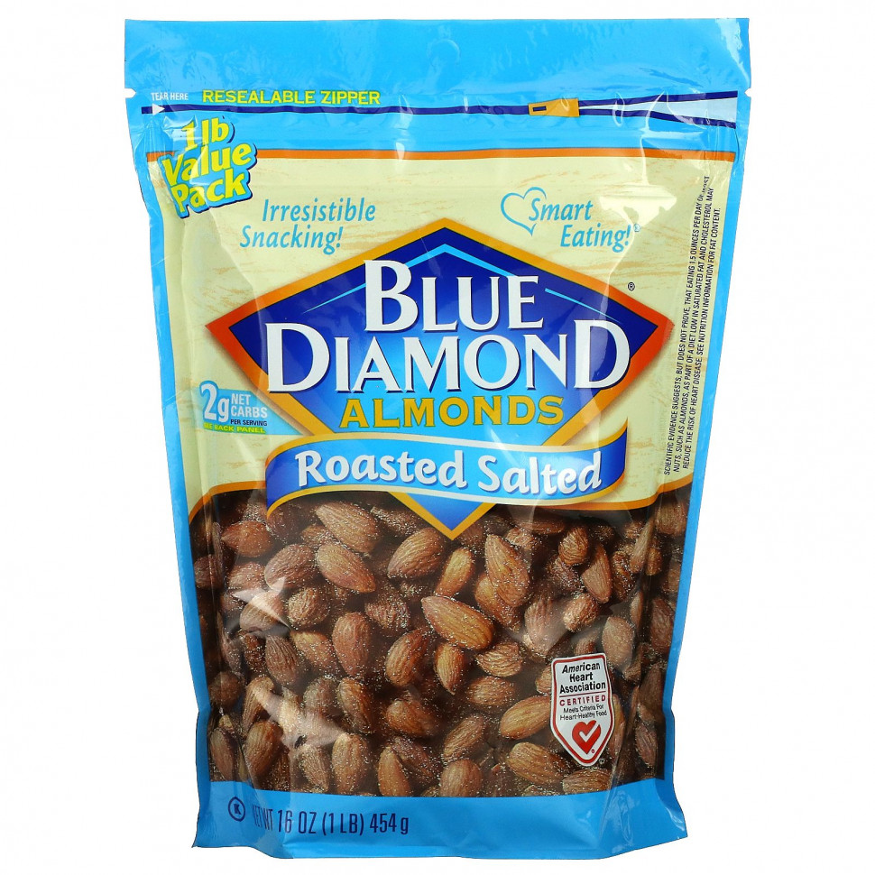 Blue Diamond, Миндаль, обжаренный с солью, 454 г (16 унций) Блу Даймонд DIA-03085