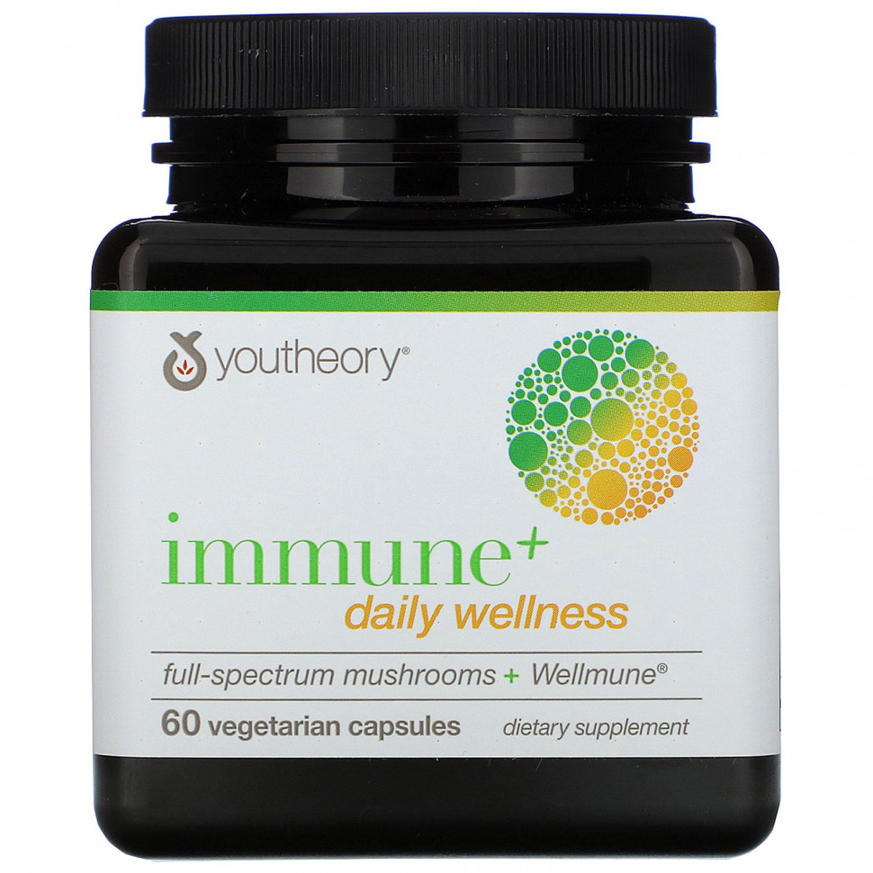 Youtheory, Immune + Daily Wellness, 60 вегетарианских капсул Ютиори YOU-00787